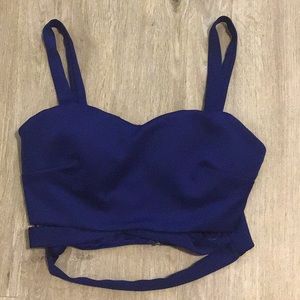 Blue bustier silk crop top